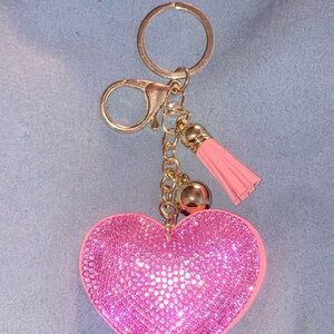 Pink Heart Keychain with Tassel